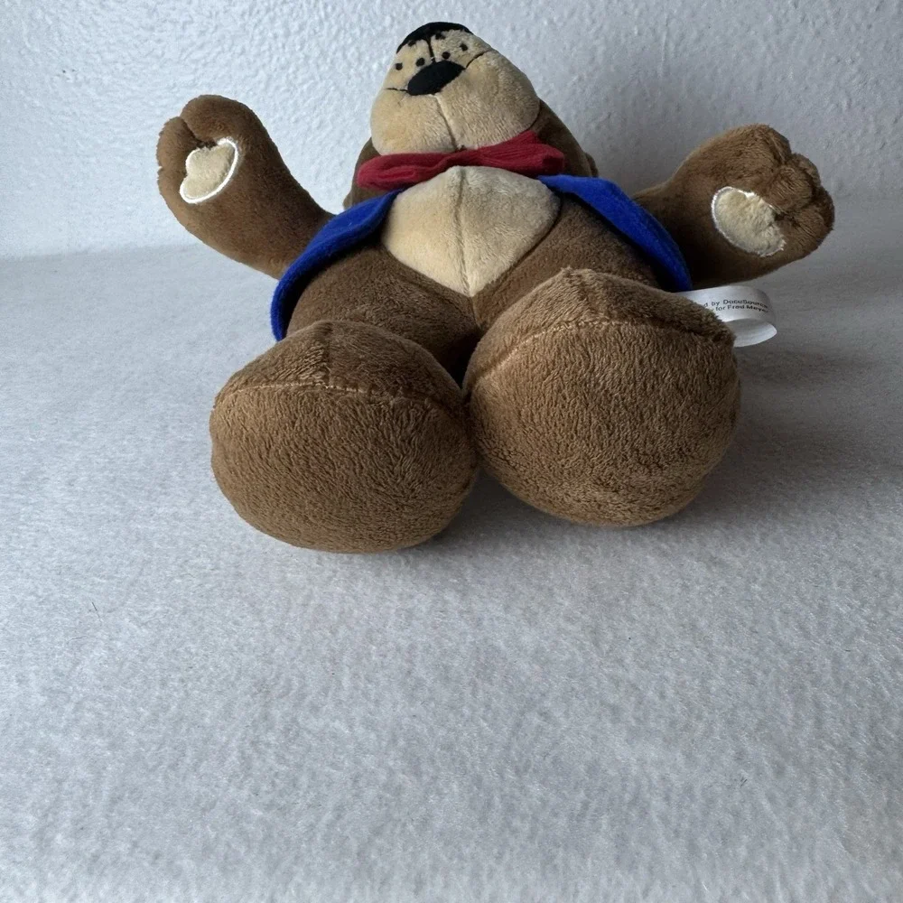 Fred Meyer Bear Plush Stuffed Animal Mascot DocuSource Blue Vest Advertising